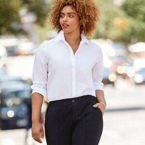 Women's Plus Size Wrinkle Free No Iron Button Front Shirt